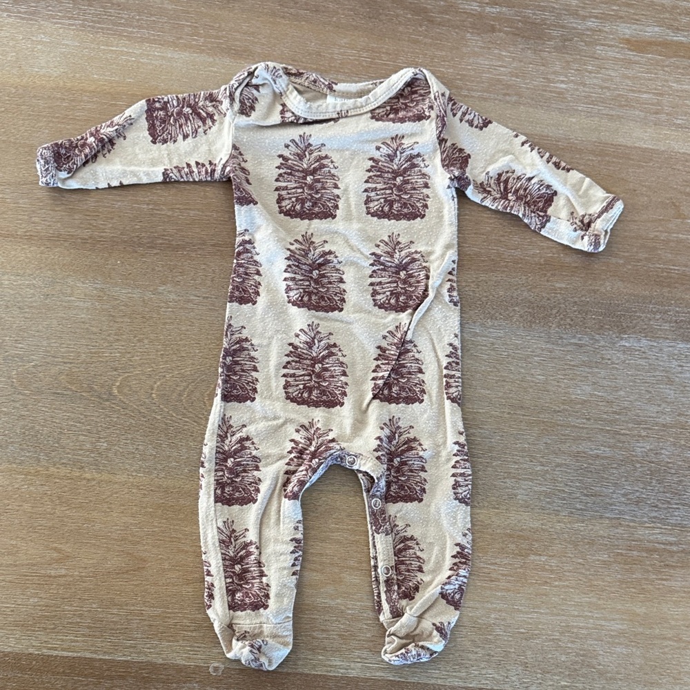 kate quinn bamboo footies  with Brown Pinecone Print